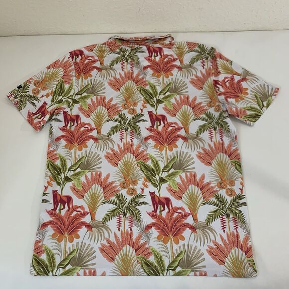 Sporty Buff Shirt Men XXL 2XL Palm Tropical Floral Golf Performance Stretch Polo - Picture 3 of 8